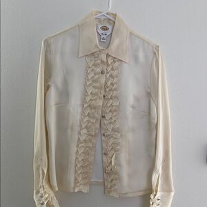 Talbots Cream Ruffled Blouse